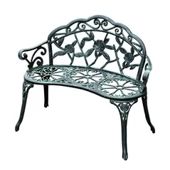 Outsunny Cast Aluminum Garden Bench-Antique Green - 1