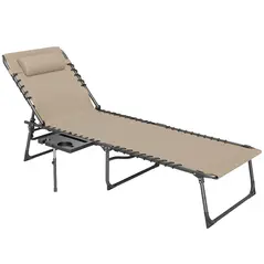 Outsunny Five-Position Reclining Sun Lounger - Beige - 1