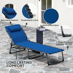 Outsunny Five-Position Reclining Sun Lounger - Dark Blue - 5
