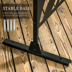 Outsunny Decorative Garden Privacy Screen with Stand, 6.5FT Freestanding Metal Outdoor Divider, Decorative Privacy Panel with Expansion Screws for Garden Pool Hot Tub, Large Leaves Style, Black - 5