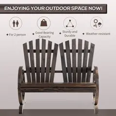 Outsunny Fir Logs Love Seats with Wheel-Shaped Armrests, Large Load-Bearing Chair, Natural Wood Grain - 5