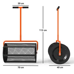 Outsunny Compost Spreader, 24" Peat Moss Spreader with Height Adjustable T Shaped Handle and Metal Mesh Basket, Garden Spreader for Seeding, Spreading Manure, Orange - 3