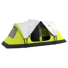 Outsunny Camping Tent for 6-8 Man with 2000mm Waterproof Rainfly and Carry Bag for Fishing Hiking Festival, Yellow - 1