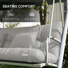 Outsunny Back and Seat Cushion Replacement with 2 Pillows, Patio Chair Cushions Set with Ties, Light Grey - 6