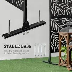 Outsunny Decorative Privacy Screen with Stand, 6.5FT Freestanding Metal Outdoor Divider, Decorative Privacy Panel with Expansion Screws for Garden Patio Pool Hot Tub, Willow Branch Style, Black - 5