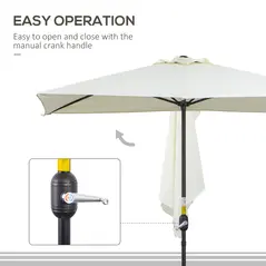 Outsunny Balcony Half Parasol Semi Round Umbrella Patio Crank Handle (2.3 m, Beige)- NO BASE INCLUDED - 5