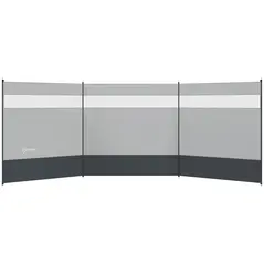 Outsunny Camping Windbreaker with Clear Windows, Carry Bag and Steel Poles, for Beach Caravan Campervan, 440 x 140cm, Grey - 1