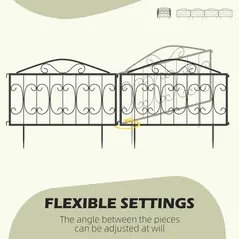 Outsunny Decorative Garden Fencing, 8PCs Outdoor Picket Fence Panels, Rustproof Metal Wire Landscape Flower Bed Border Edging Animal Barrier, Black - 5