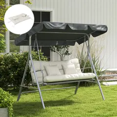 Outsunny Back and Seat Cushion Replacement with 2 Pillows, Patio Chair Cushions Set with Ties, White - 7