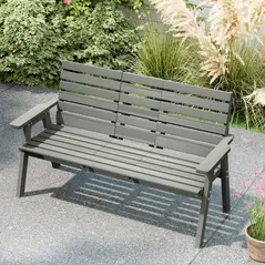 Outsunny Fir Wood Convertible 2 to 3 Seater Outdoor Garden Bench Grey - 7