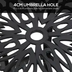 Outsunny Cast Aluminium Bistro Table, Outdoor Square Side Table with Umbrella Hole, Garden Table for Balcony, Black - 4