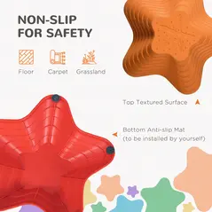 Outsunny Balance Stepping Stones Kids, 6-Piece Starfish Style Non-slip Obstacle Course, Stackable Balance Blocks, Garden Sensory Toys for Toddler 3-8 Years, Indoor Outdoor, Multicoloured - 5