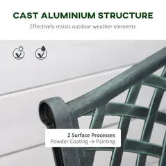 Outsunny Cast Aluminium Garden Bench 2 Seater Antique Loveseat for Outdoor Patio Porch Park, Verdigris - 5