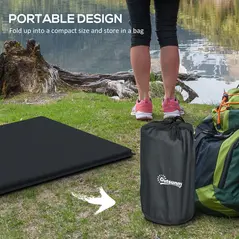 Outsunny Camping Tent with Self Inflatable Mattress, 1 Person Dome Tent with Removable Rainfly and Aluminium Frame, 2000mm Waterproof, Portable with Bags, for Fishing Hiking, Dark Grey/Grey - 9