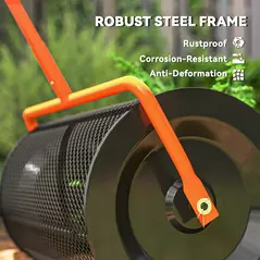 Outsunny Compost Spreader, 24" Peat Moss Spreader with Height Adjustable T Shaped Handle and Metal Mesh Basket, Garden Spreader for Seeding, Spreading Manure, Orange - 7