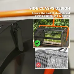 Outsunny Compost Spreader, 24" Peat Moss Spreader with Height Adjustable T Shaped Handle and Metal Mesh Basket, Garden Spreader for Seeding, Spreading Manure, Orange - 5