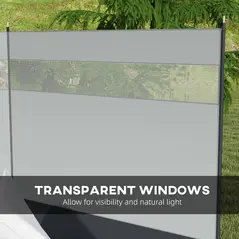 Outsunny Camping Windbreaker with Clear Windows, Carry Bag and Steel Poles, for Beach Caravan Campervan, 440 x 140cm, Grey - 6