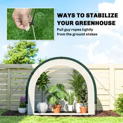 Outsunny Foldable Small Greenhouse, Portable Green House Mini Greenhouse with Zipper Door, PE Base, 200 x 80 x 164 cm, Green - 9