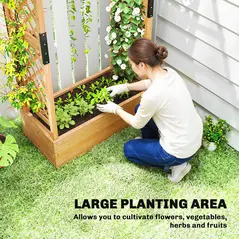 Outsunny Fir Wood 110 x 44 cm Planter and Trellis Garden Bed - 4