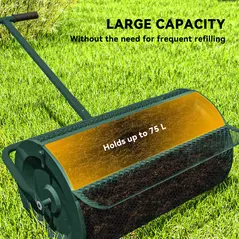 Outsunny Compost Spreader, 24" Peat Moss Spreader with Height Adjustable T Shaped Handle and Metal Mesh Basket, Garden Spreader for Seeding, Spreading Manure, Green - 4