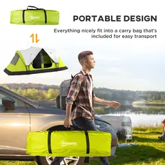 Outsunny Camping Tent for 6-8 Man with 2000mm Waterproof Rainfly and Carry Bag for Fishing Hiking Festival, Yellow - 7