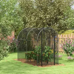 Outsunny Galvanised Steel Fruit Cage, Plant Protection Tent with Zipped Door, 1.2 x 2.4 x 1.9m, Black - 2