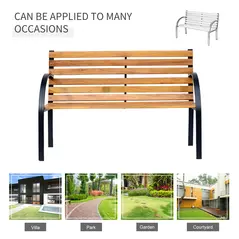 Outsunny Garden Bench, 122Lx60Wx80H cm-Steel/Wood - 6