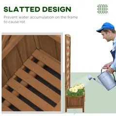 Outsunny Garden Planter with Trellis, Wooden Raised Bed for Garden with Lattice Trellis for Vegetables, Herbs and Flowers, Brown - 6