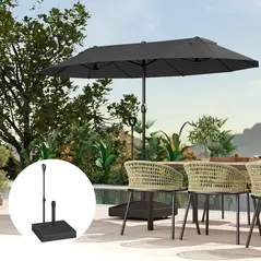 Outsunny Garden Parasol Base with Adjustable Wheels and Handle, Garden Sun Umbrella Base Parasol Stand, Filled Up to 55kg with Stand, 45kg with Water for 35, 38, 48 mm Poles, Black - 9
