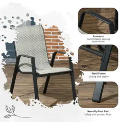 Outsunny Four-Piece Stacking Rattan Garden Seat Set - Mixed Grey - 7