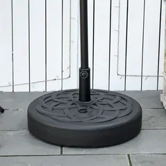 Outsunny Garden Parasol Base Holder, Outdoor Market Umbrella Stand Weight with Built-In Handle, 25kg Water or 35kg Sand Filled, Black - 2
