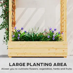 Outsunny Garden Planter with Trellis, Wooden Raised Bed for Garden with Hanging Roof and Drainage Holes, Outdoor Trellis Planter Box for Vegetables, Herbs and Flowers, 110 x 44 x 113 cm, Natural - 4
