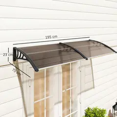 Outsunny Front Door Canopy, Waterproof Outdoor Awning, 75 x 195 cm Rain Shelter for Window, Porch and Front/Back Door, Brown - 3