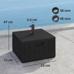 Outsunny Garden Parasol Base Outdoor Umbrella Stand with Wheels Handles, Garden Umbrella Base, Filled Up to 80kg with Stand or 50kg with Water for 38, 48 mm Poles, Black - 3