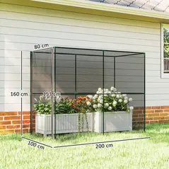 Outsunny Fruit Cage Bird Netting, Brassica Cage Plant Protection Tent with Zipped Door, Anti Bird, Insects, Small Animals, Black - 3