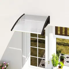 Outsunny Front Door Canopy, Outdoor Awning, Rain Shelter for Window, Porch and Front/Back Door, 103 x 96.5 cm, Clear - 2