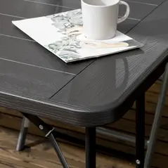 Outsunny Folding Garden Dining Table for 6, Rectangular Outdoor Dining Table with HDPE Tabletop, Foldable Garden Table with Steel Frame for Balcony, Porch, Charcoal Grey - 9