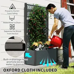 Outsunny Garden Planter Box with Trellis, Liner for Climbing Plants, Vegetables, Flowers, 90 x 35 x 148 cm, Charcoal Grey - 6