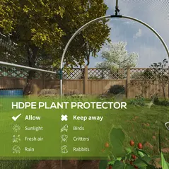 Outsunny Galvanised Steel Fruit Cage, Plant Protection Tent with Zipped Door, 1.2 x 1.2 x 1.9m, Black - 4