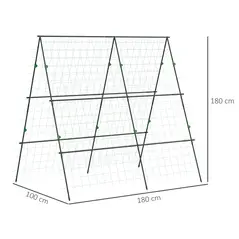 Outsunny Garden Cucumber Trellis for Climbing Plants, A-Frame Trellis Plant Support with Climbing Net, DIY Adjustable Cucumber Support Frame for Raised Bed, Vegetables, Flowers, Fruit, Green - 3