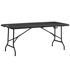 Outsunny Folding Garden Dining Table for 6, Rectangular Outdoor Dining Table with HDPE Tabletop, Foldable Garden Table with Steel Frame for Balcony, Porch, Charcoal Grey - 1