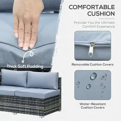 Outsunny Four-Piece Rattan Sofa Set - Grey - 5