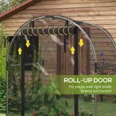 Outsunny Galvanised Steel Fruit Cage, Plant Protection Tent with Zipped Door, 1.2 x 1.2 x 1.9m, Black - 6