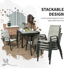 Outsunny Four-Piece Stacking Rattan Garden Seat Set - Mixed Grey - 6
