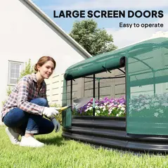 Outsunny Galvanised Raised Garden Bed Kit with Self Watering System and Mesh Cover, Garden Boxes, 6x3Ft, Dark Grey and Green - 6