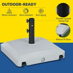 Outsunny Garden Parasol Base Holder, 24kg Water or 30kg Sand Filled, Outdoor Market Umbrella Stand Weight with Wheels and Brakes, Grey - 7