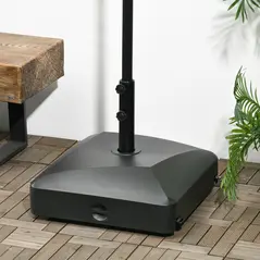 Outsunny Garden Parasol Base Holder, 43kg Water or 60kg Sand Filled, Outdoor Market Umbrella Stand Weight with Wheels and Brakes, Black - 9