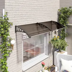 Outsunny Front Door Canopy, Waterproof Outdoor Awning, 75 x 195 cm Rain Shelter for Window, Porch and Front/Back Door, Brown - 8