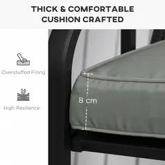 Outsunny Garden Bench Cushion 2 Seater Loveseat Seat Pad for Patio Swing Furniture for Indoor & Outdoor Use, 120 x 50 x 8 cm, Grey - 7