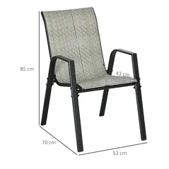 Outsunny Four-Piece Stacking Rattan Garden Seat Set - Mixed Grey - 3